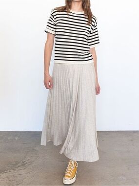 Loyd Ford Della Jersey Gray Maxi Skirt Flowy Elastic Waist Size 0